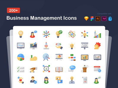业务和管理平面图标(Business and Management Flat Icons)