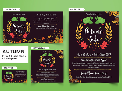 秋季节日传单和社交媒体包 20(Autumn Festival Flyer & Social Media Pack-20)