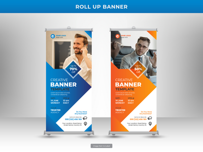 企业卷起横幅或传单社交媒体帖子模板(Corporate roll up banner or flyer social media post template)