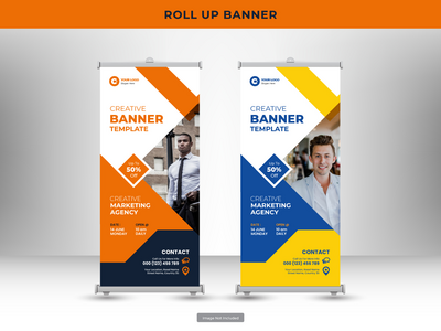 企业卷起横幅或传单社交媒体帖子模板(Corporate roll up banner or flyer social media post template)