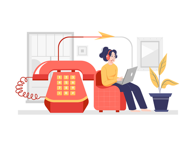 呼叫中心矢量图概念(Call Center Vector Illustration concept)