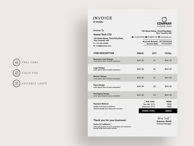 带有黑色的公司发票模板(Corporate invoice template with black)