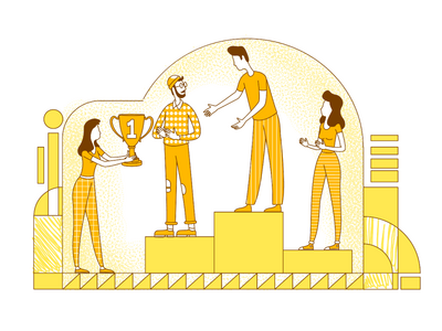 职业成就平面剪影矢量图(Career achievement flat silhouette vector illustration)