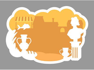 古希腊市场 2D 矢量网页横幅、海报(Ancient greek market 2D vector web banner, poster)