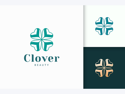 三叶草标志与简单的爱形状(Clover Logo With Simple Love Shape)