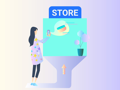 AR 商店检查 2D 插图(AR Store Checking 2D Illustration)