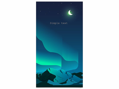 北极光现象平面颜色矢量背景与文本空间(Aurora borealis phenomenon flat color vector background with text space)