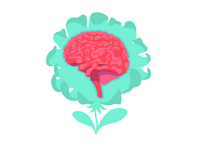 解剖脑平面概念矢量图解(Anatomical brain flat concept vector illustration)