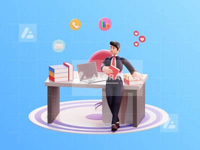 3d 字符商人图(3D Character Businessman Illustration)