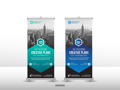 企业卷起横幅或传单社交媒体帖子模板(Corporate roll up banner or flyer social media post template)