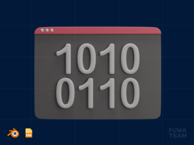 二进制代码 - 3D 虚拟世界插图（正面）(Binary Code - 3D Virtual world illustration (front))