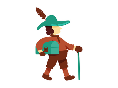 具有胸部半平面彩色矢量字符的大使(Ambassador with chest semi flat color vector character)