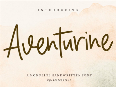Aventurine 是一种单行手写字体(Aventurine is a Monoline Handwritten Font)