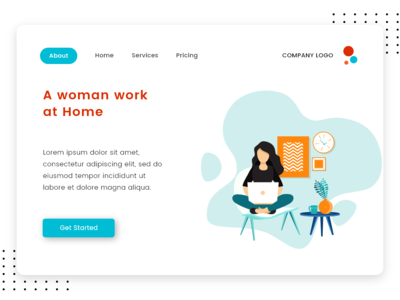 一个女人在家工作插图(A woman work at Home illustration)