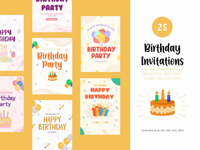 25个生日邀请模板(25 Birthday Invitation Templates)