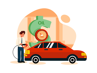 商人用美元泵为汽车加油(Businessman fueling car from Dollar pump)