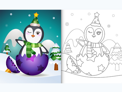 孩子们的图画书有一只可爱的企鹅(coloring book for kids with a cute penguin)