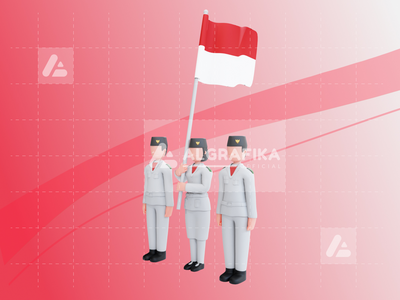 印度尼西亚的 3D 角色独立日(3D Character Independence Day Of Indonesia)