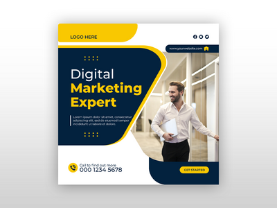 商业网络研讨会社交媒体帖子和传单模板(Business webinar social media post and flyer template)