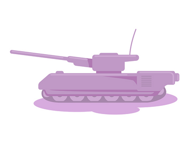 战斗坦克半平面彩色矢量对象(Battle tank semi flat color vector object)