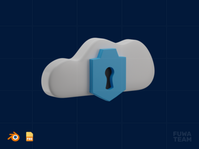云安全-3D 网络安全插图(Cloud Security - 3D Cyber Security Illustration)