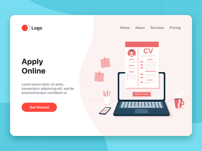应用在线简历矢量图(Apply Online CV Vector Illustration)