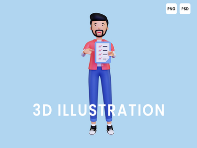 3d 人显示检查清单(3d Man displays a check list)