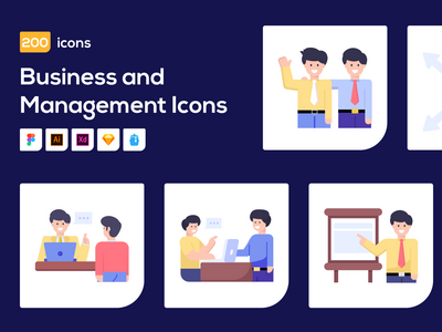 200 个业务管理图标矢量图(200 Business Management Icon Vectors)