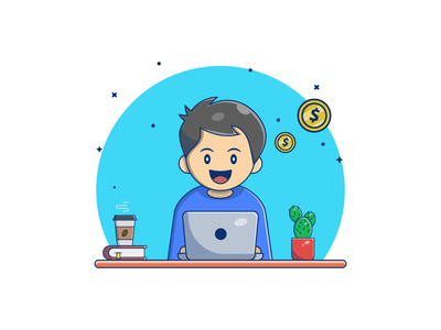 可爱的男孩在网上赚钱(Cute Boy Make Money Online)