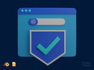 浏览器安全 - 3D 网络安全插图（正面）(Browser Security - 3D Cyber Security Illustration (front))
