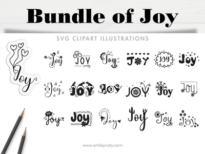 捆绑 Joy SVG 剪贴画插图。(Bundle of Joy SVG clipart illustrations.)