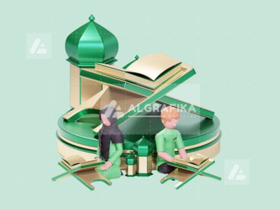 斋月贾巴尔的 3D 人物插图(3D Character Illustration Ramadan Kareem)