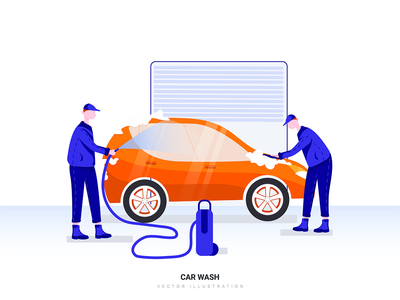 洗车矢量图(Car Wash Vector Illustration)