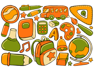 回到学校涂鸦矢量 01(Back to School Doodle Vector 01)