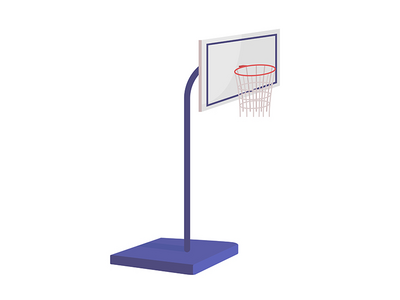 篮球架支架半平面彩色矢量项目(Basketball hoop stand semi flat color vector item)