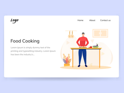 一位男厨师在餐厅厨房烹饪食物，服务插图(A man Chef cooking food in restaurant kitchen, service illustration)