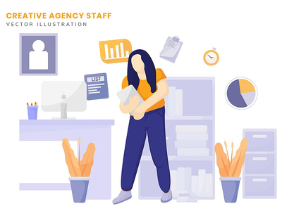 创意机构工作人员矢量图(Creative Agency Staff Vector Illustration)