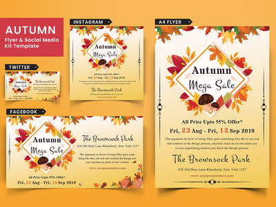 秋季节日传单和社交媒体包 14(Autumn Festival Flyer & Social Media Pack-14)