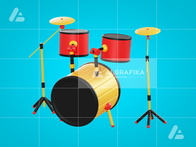 3d 插图鼓组对象(3d illustration drum set object)