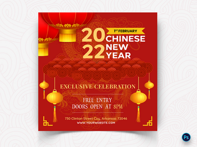 中国新年社交媒体帖子模板(Chinese New year Social Media Post Templates)