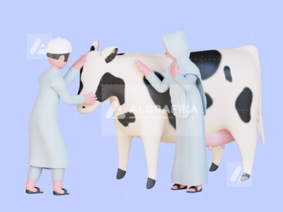 宰牲节穆巴拉克的 3D 字符插图(3D Charcter Illustration Eid Al Adha Mubarak)