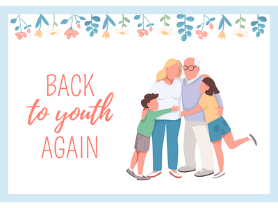再次回到青春海报平面矢量模板(Back to youth again poster flat vector template)