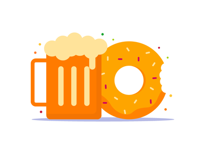 啤酒和甜甜圈平面图标(Beer and donut flat icon)