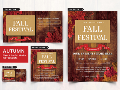 秋季节日传单和社交媒体包-06(Autumn Festival Flyer & Social Media Pack-06)