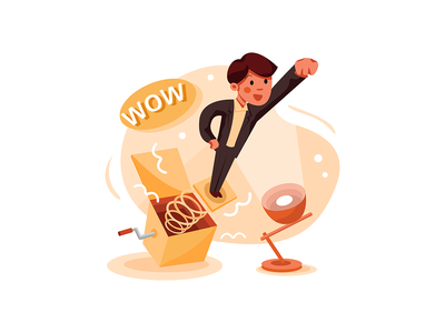 从盒子里的杰克出来的商人(Businessman coming out from Jack in the Box)