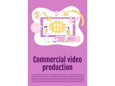 商业视频制作海报平面轮廓矢量模板(Commercial video production poster flat silhouette vector template)