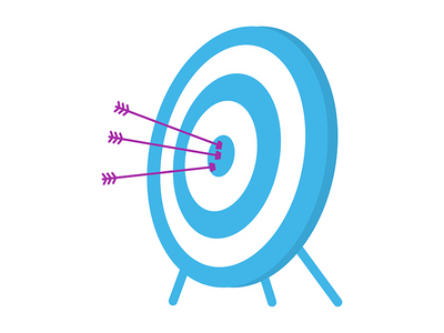 带箭头半平面彩色矢量对象的射箭目标(Archery target with arrows semi flat color vector object)