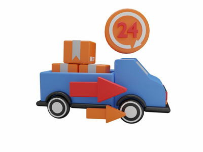 24 小时交货-业务和启动 3d 插图(24 Hours Delivery - Business and Startup 3d illustration)