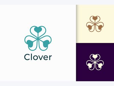 三叶草标志与简单的爱形状(Clover Logo With Simple Love Shape)
