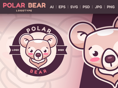 卡通人物动物北极熊-标识(Cartoon Character Animal Polar Bear - Logotype)